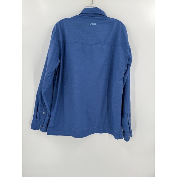 Mountain Khakis Shirt Men Blue MEDIUM Relaxed Nylon Shacket Snap Chores EUC - Picture 5 of 10